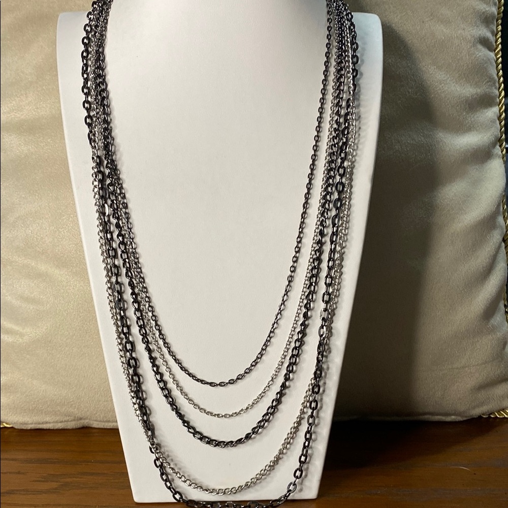 10/$10
Express Silver tone and black Layered Chain Necklace
